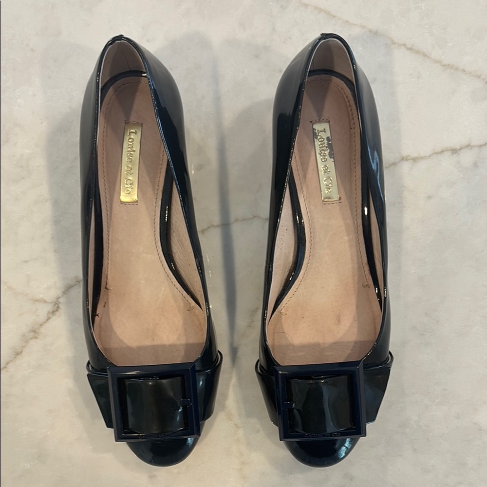 Louise et Cie Black Patent Leather Buckle heels